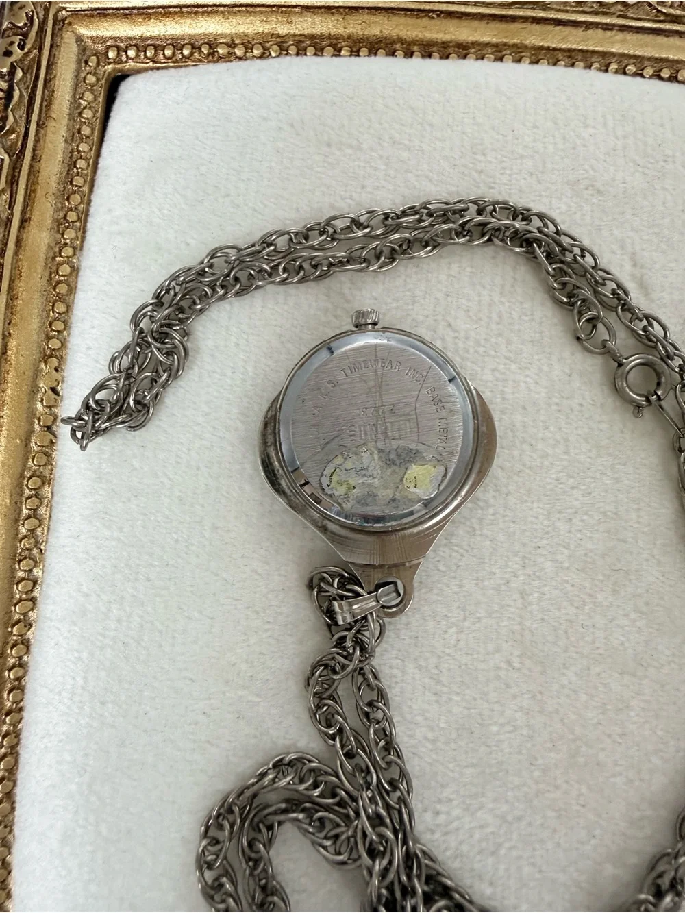 This vintage Gitano silver-tone marcasite pendant necklace watch quartz Japan